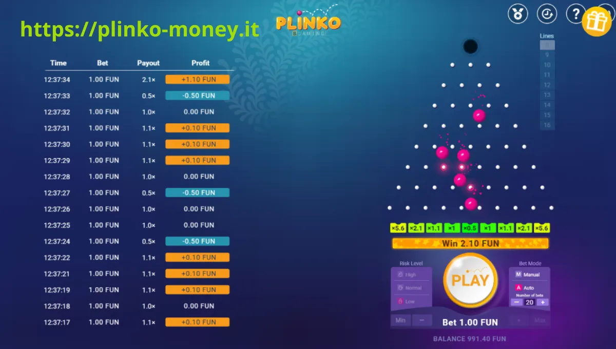Playing Plinko game on mobile