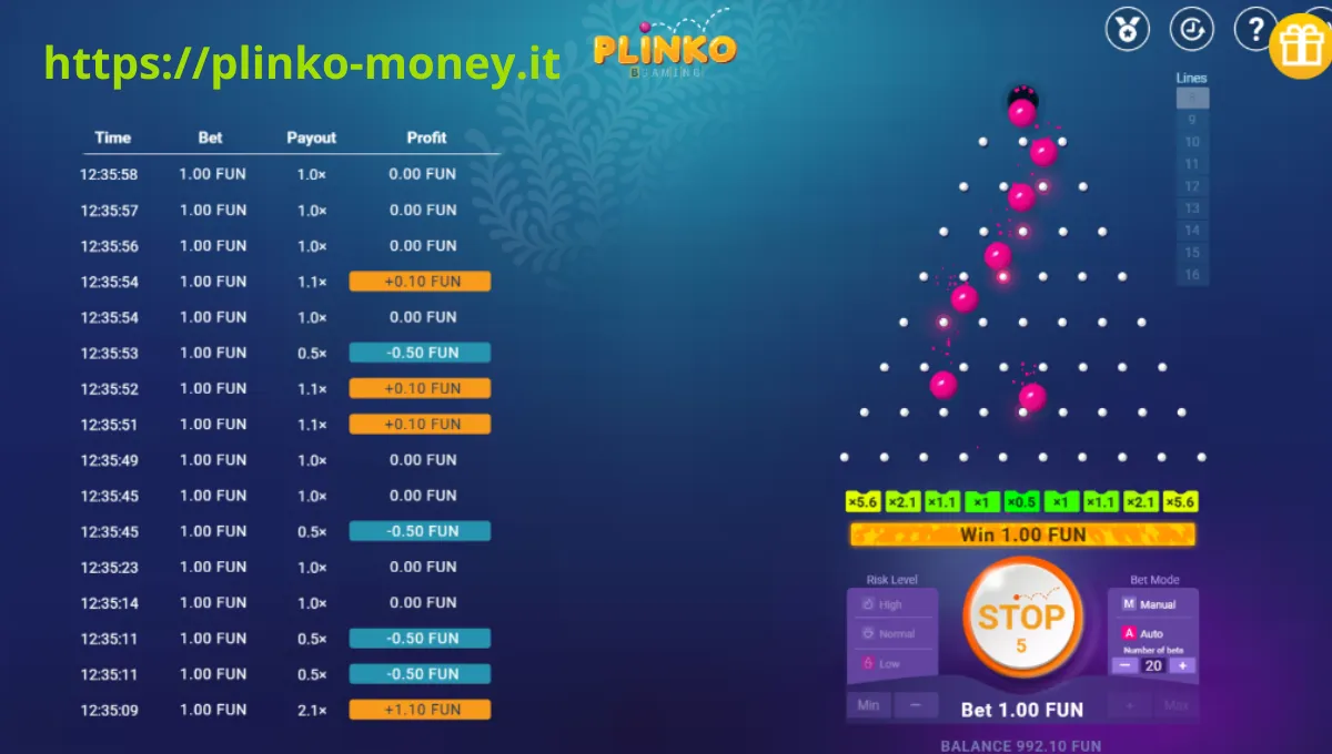 Multiplayer mode in online Plinko game